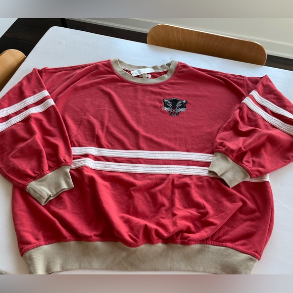 Anthropologie NWT Red Oversized Cotton Tiger Sweat-shirt Size XL - Picture 3 of 8